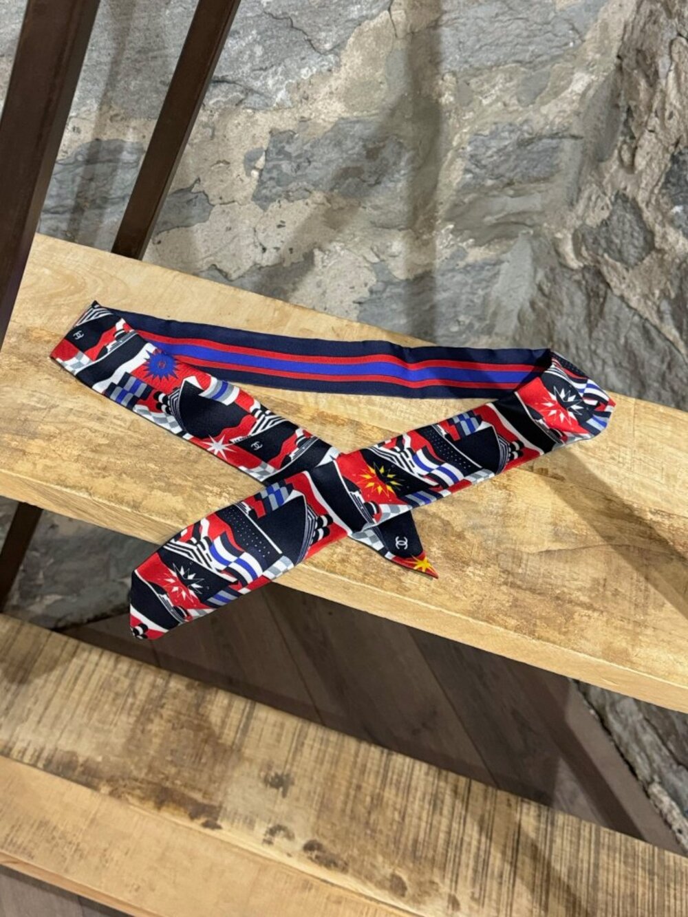 Chanel Cruise Ship Print Multicolour Silk Bandeau